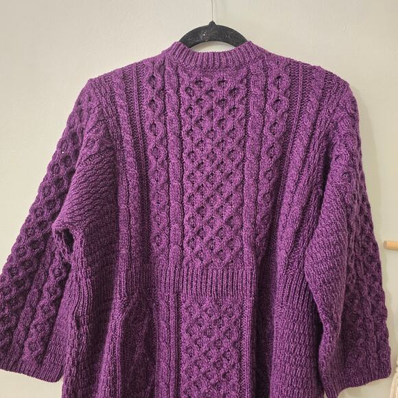 Kilronan Wear 100% Merino Wool Sweater Cardigan Purple Size L Large - Picture 9 of 11